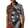 Australia and New Zealand Together Kid Polo Shirt Aboriginal and Maori Art Tattoo