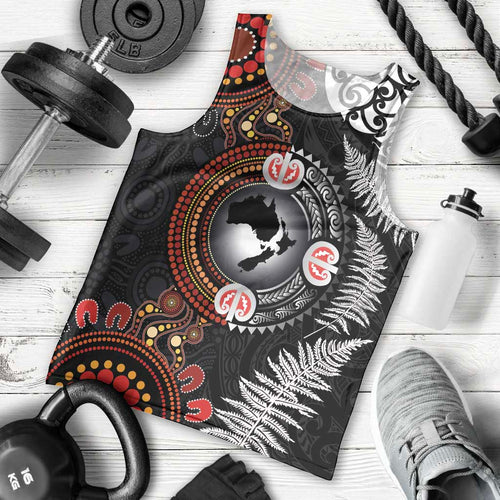 Australia and New Zealand Together Men Tank Top Aboriginal and Maori Art Tattoo