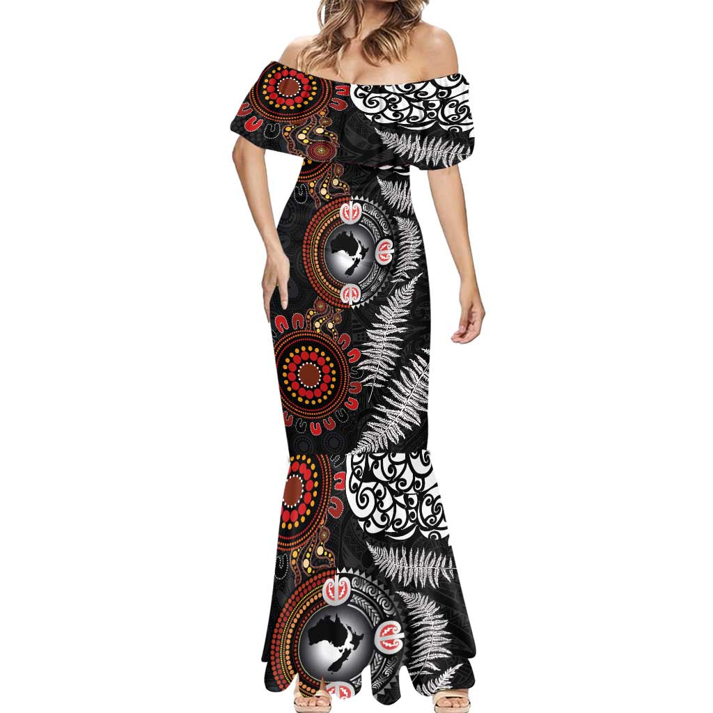 Australia and New Zealand Together Mermaid Dress Aboriginal and Maori Art Tattoo