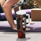 Australia and New Zealand Together Tumbler With Handle Aboriginal and Maori Art Tattoo