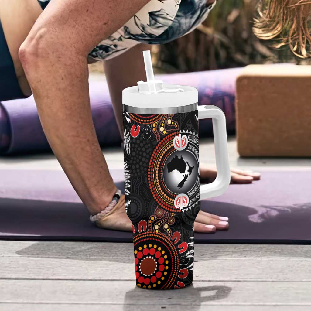 Australia and New Zealand Together Tumbler With Handle Aboriginal and Maori Art Tattoo