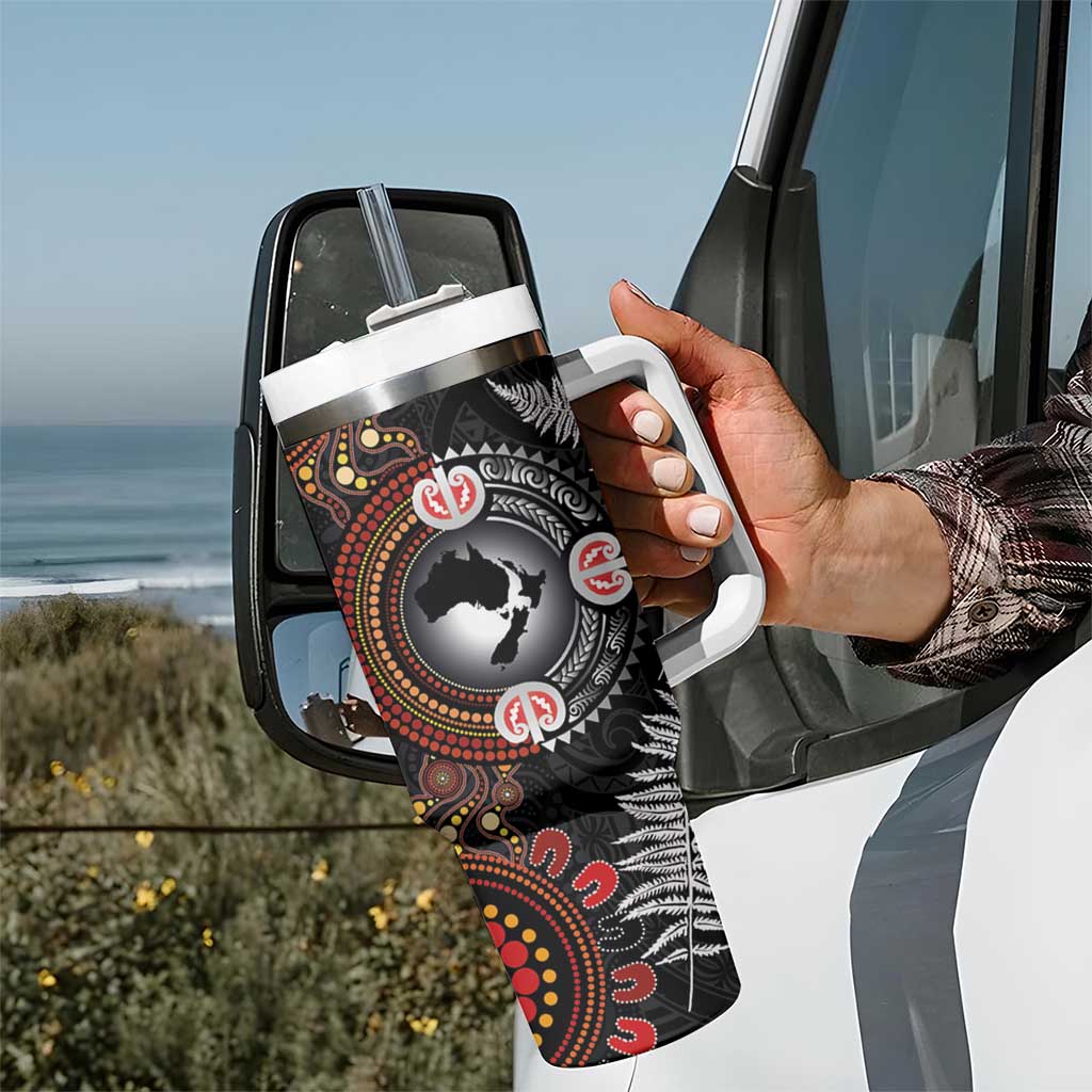 Australia and New Zealand Together Tumbler With Handle Aboriginal and Maori Art Tattoo
