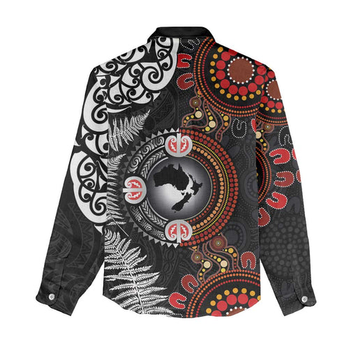Australia and New Zealand Together Women Casual Shirt Aboriginal and Maori Art Tattoo