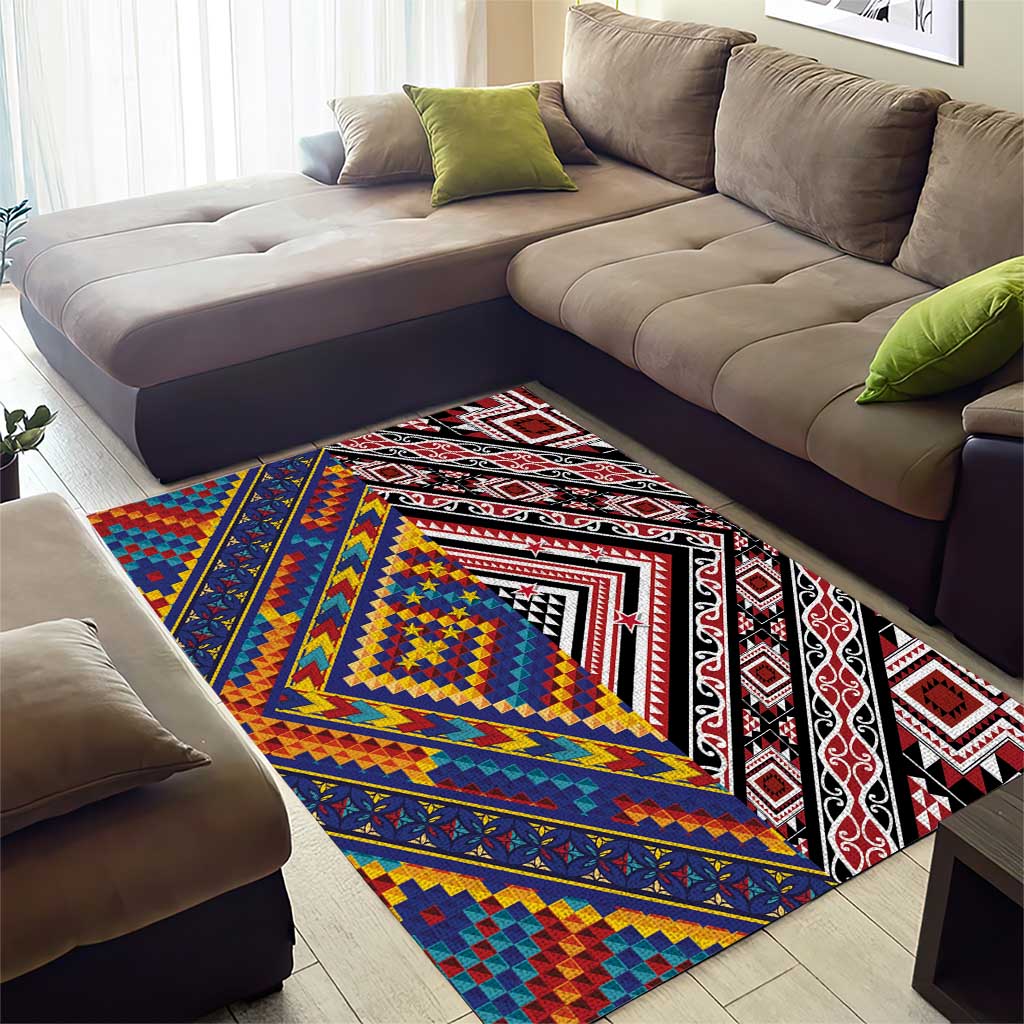 Tuvaluan and New Zealand Culture Area Rug The Art of Kolose and Taniko - Aussie Hoodie