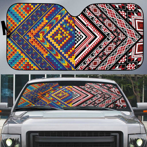 Tuvaluan and New Zealand Culture Auto Sun Shade The Art of Kolose and Taniko - Aussie Hoodie