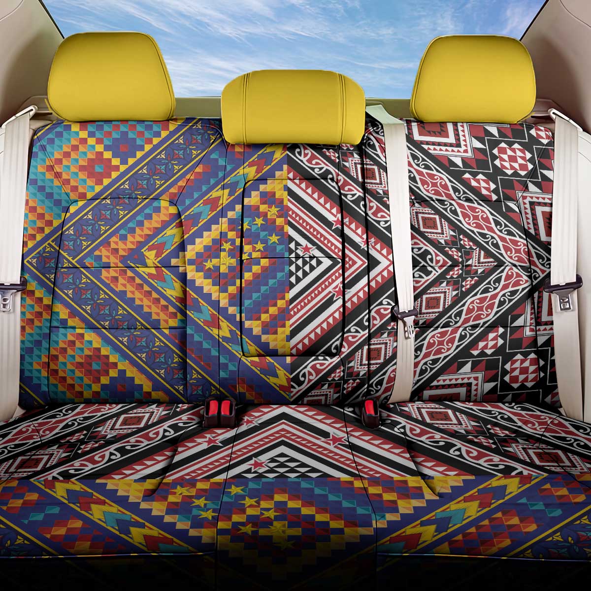 Tuvaluan and New Zealand Culture Back Car Seat Cover The Art of Kolose and Taniko - Aussie Hoodie
