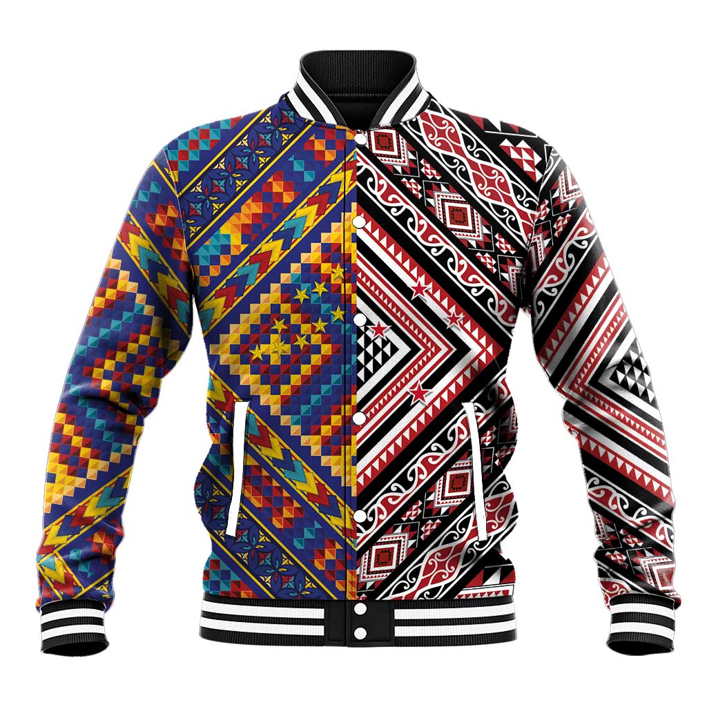 Tuvaluan and New Zealand Culture Baseball Jacket The Art of Kolose and Taniko - Aussie Hoodie