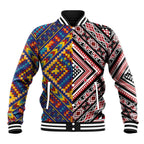 Tuvaluan and New Zealand Culture Baseball Jacket The Art of Kolose and Taniko - Aussie Hoodie