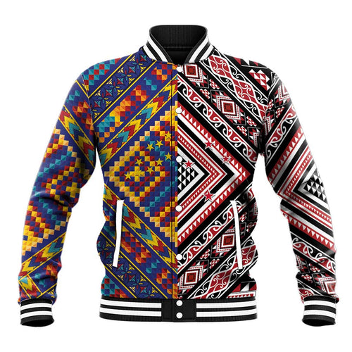 Tuvaluan and New Zealand Culture Baseball Jacket The Art of Kolose and Taniko - Aussie Hoodie