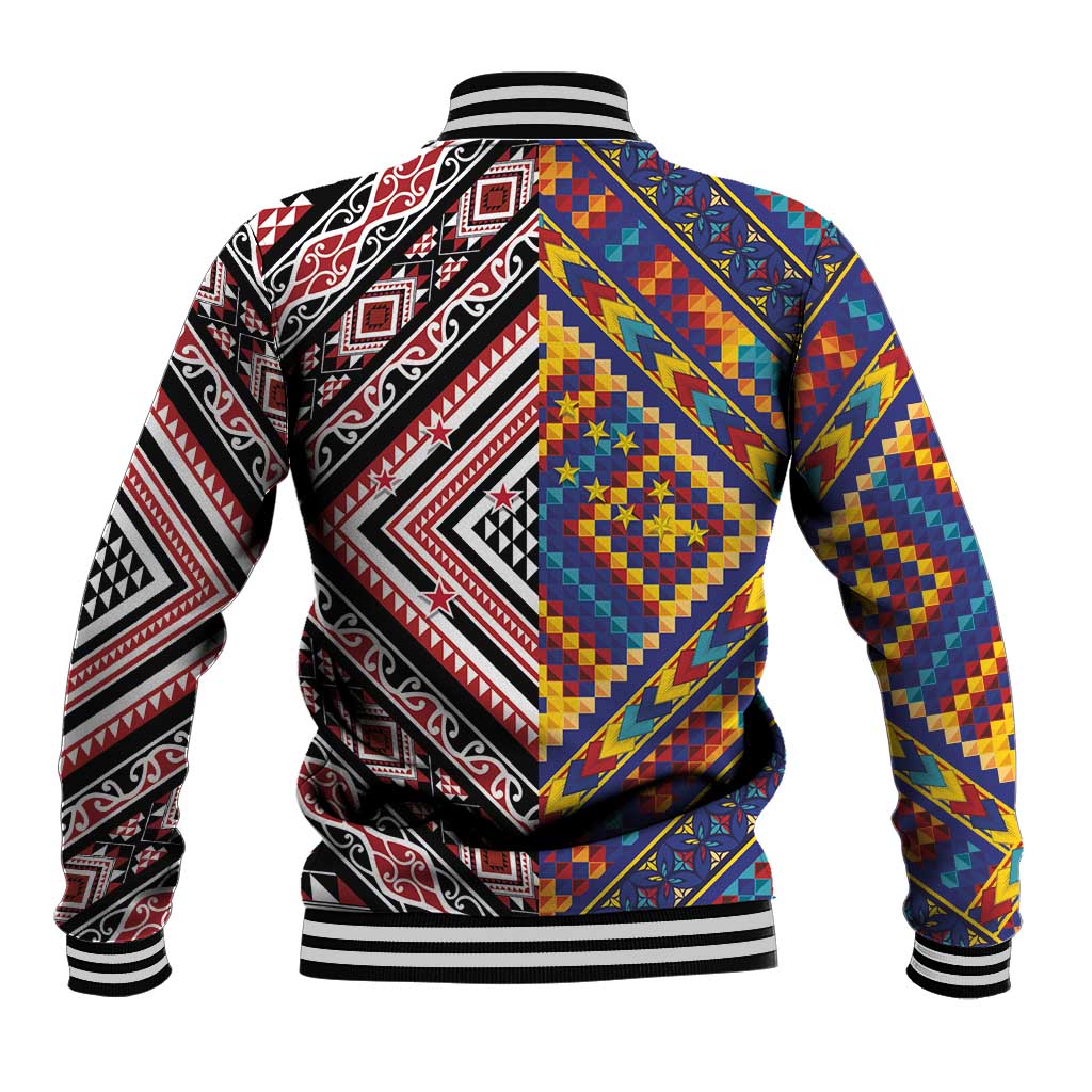 Tuvaluan and New Zealand Culture Baseball Jacket The Art of Kolose and Taniko - Aussie Hoodie