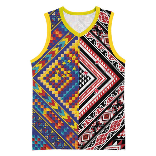 Tuvaluan and New Zealand Culture Basketball Jersey The Art of Kolose and Taniko - Aussie Hoodie
