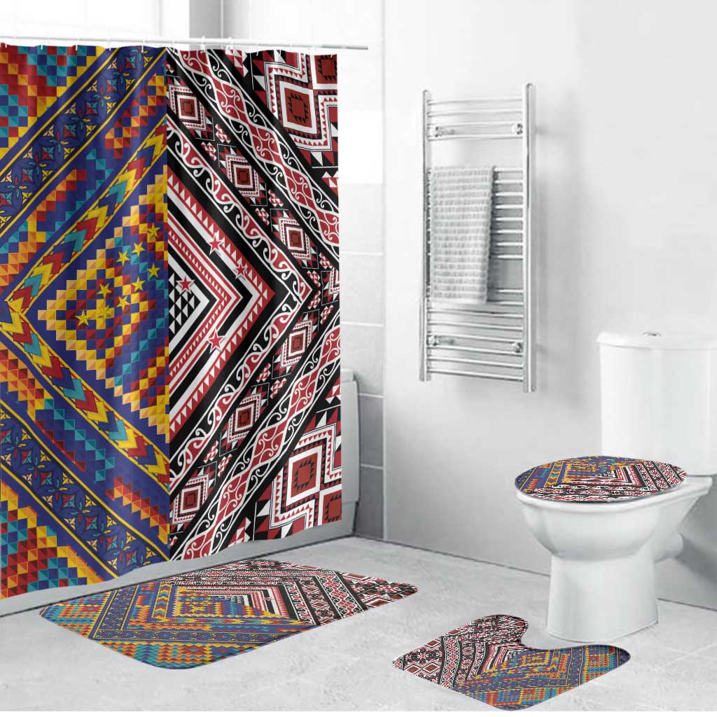 Tuvaluan and New Zealand Culture Bathroom Set The Art of Kolose and Taniko - Aussie Hoodie