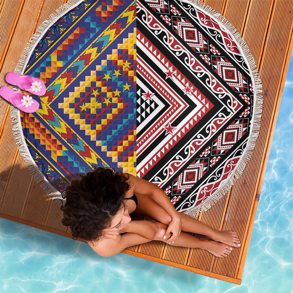Tuvaluan and New Zealand Culture Beach Blanket The Art of Kolose and Taniko - Aussie Hoodie