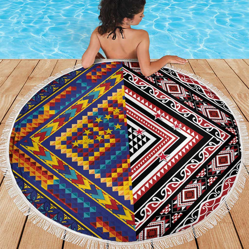 Tuvaluan and New Zealand Culture Beach Blanket The Art of Kolose and Taniko - Aussie Hoodie