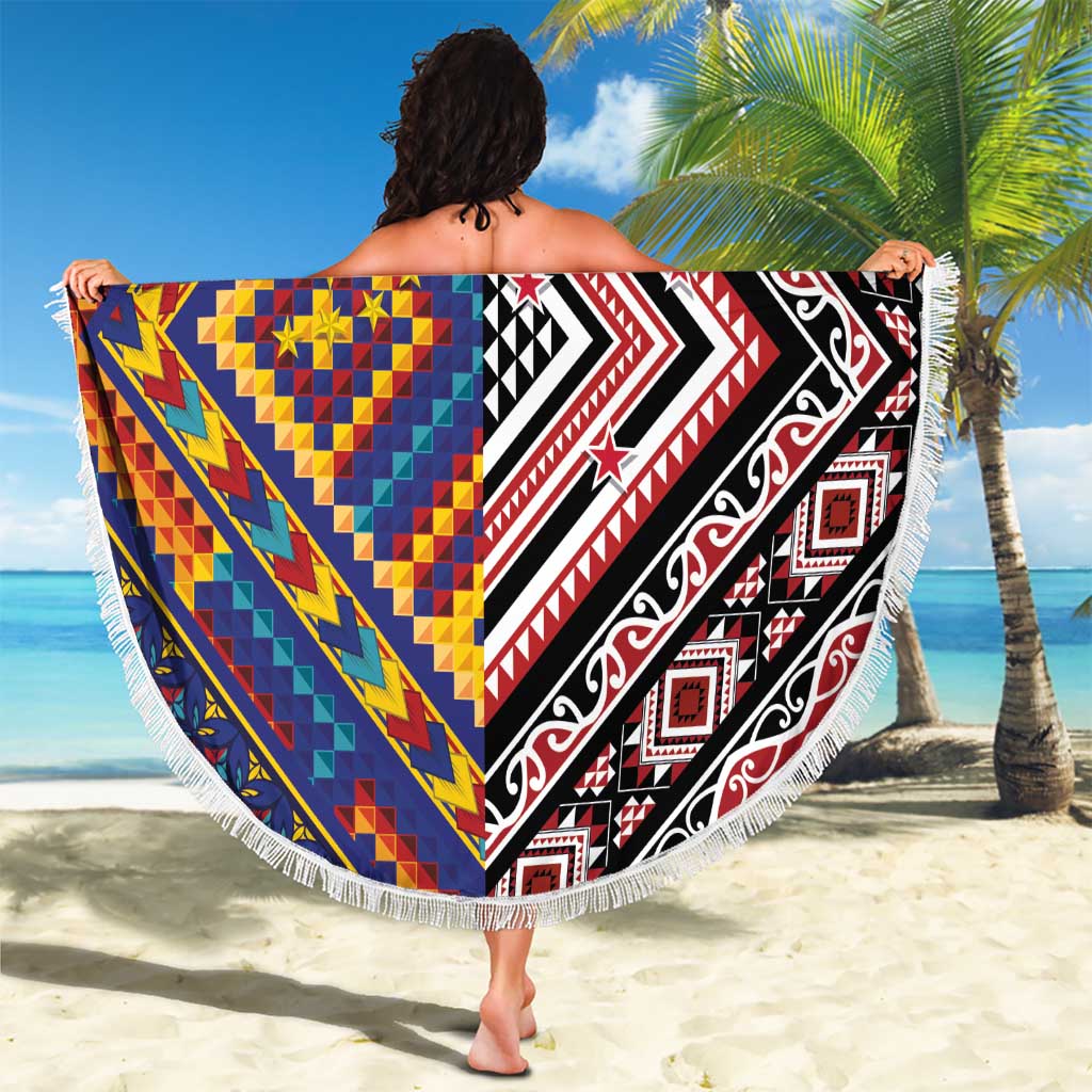 Tuvaluan and New Zealand Culture Beach Blanket The Art of Kolose and Taniko - Aussie Hoodie