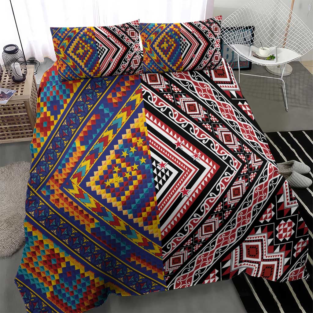 Tuvaluan and New Zealand Culture Bedding Set The Art of Kolose and Taniko - Aussie Hoodie