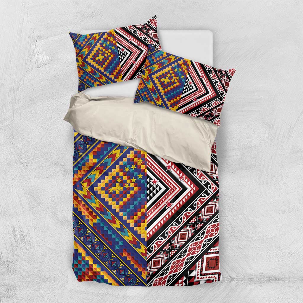 Tuvaluan and New Zealand Culture Bedding Set The Art of Kolose and Taniko - Aussie Hoodie