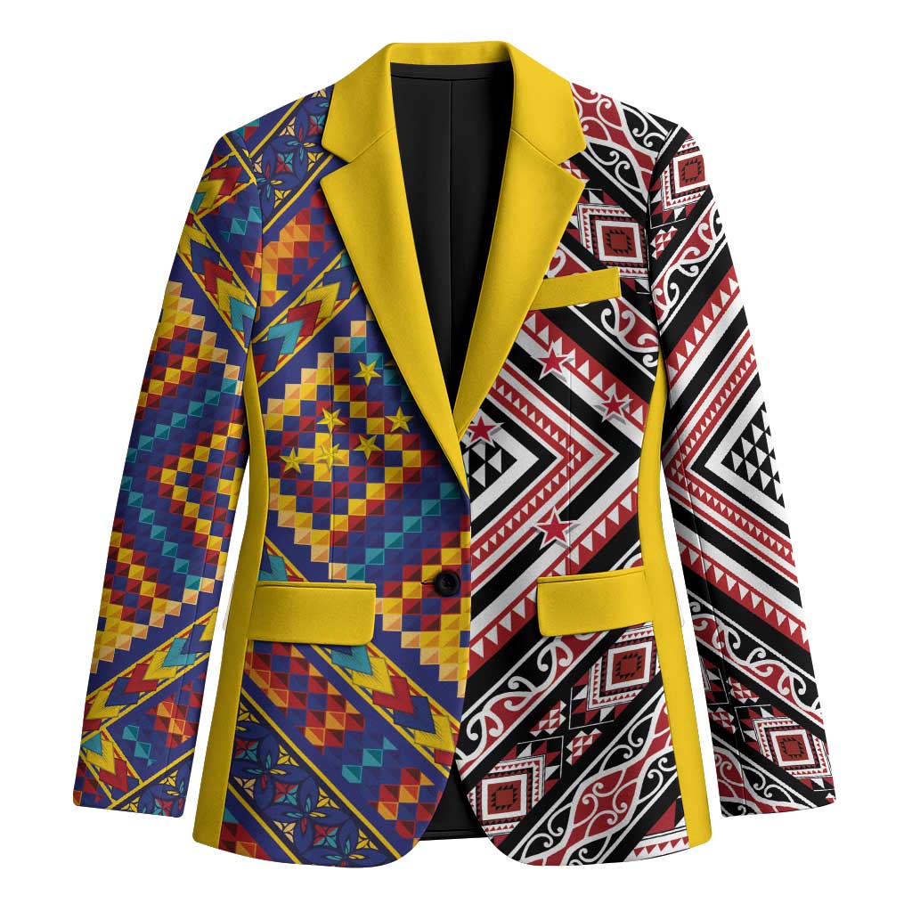 Tuvaluan and New Zealand Culture Blazer The Art of Kolose and Taniko - Aussie Hoodie