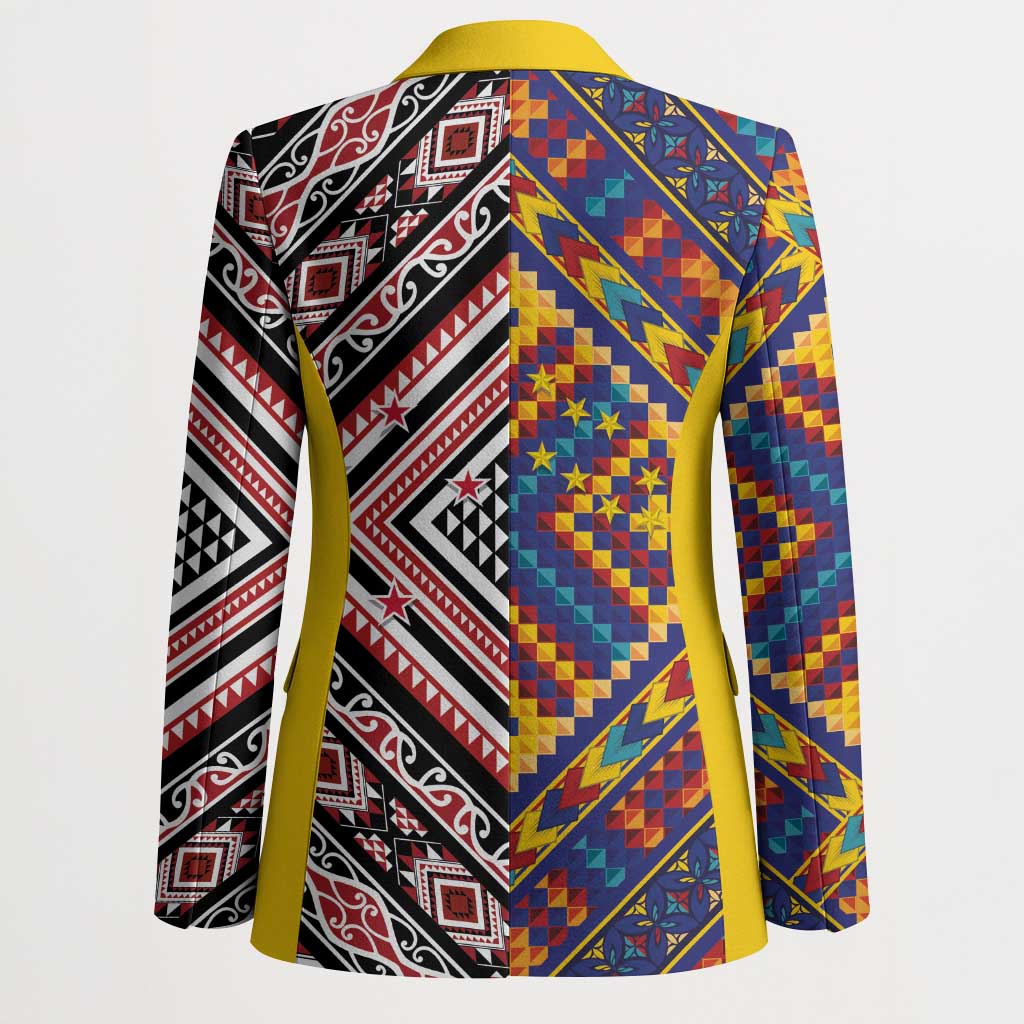 Tuvaluan and New Zealand Culture Blazer The Art of Kolose and Taniko - Aussie Hoodie