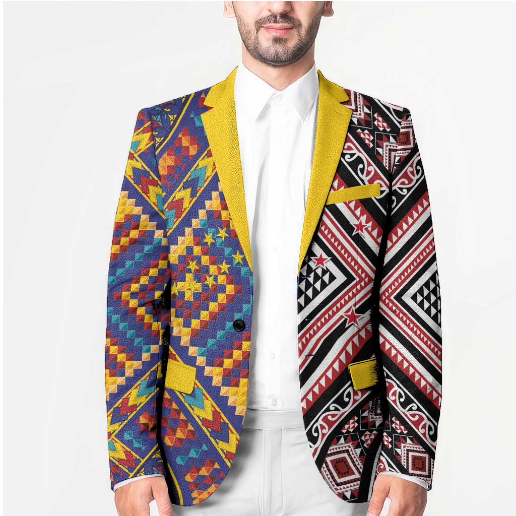 Tuvaluan and New Zealand Culture Blazer The Art of Kolose and Taniko - Aussie Hoodie