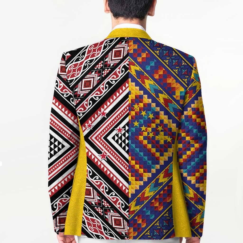 Tuvaluan and New Zealand Culture Blazer The Art of Kolose and Taniko - Aussie Hoodie