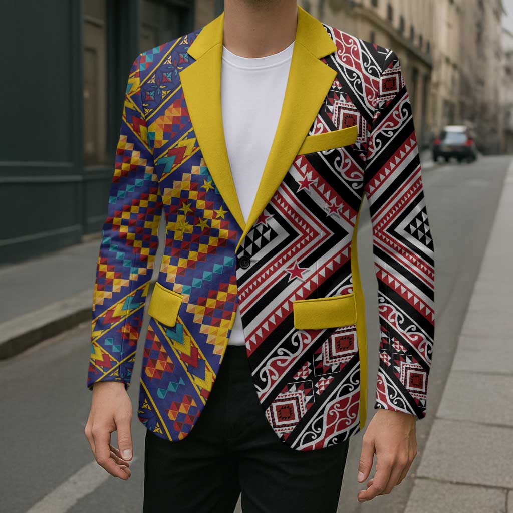 Tuvaluan and New Zealand Culture Blazer The Art of Kolose and Taniko - Aussie Hoodie