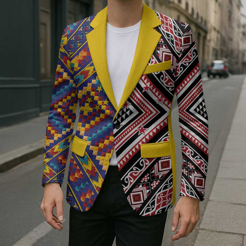 Tuvaluan and New Zealand Culture Blazer The Art of Kolose and Taniko - Aussie Hoodie