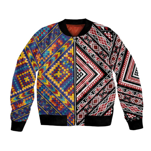 Tuvaluan and New Zealand Culture Bomber Jacket The Art of Kolose and Taniko - Aussie Hoodie