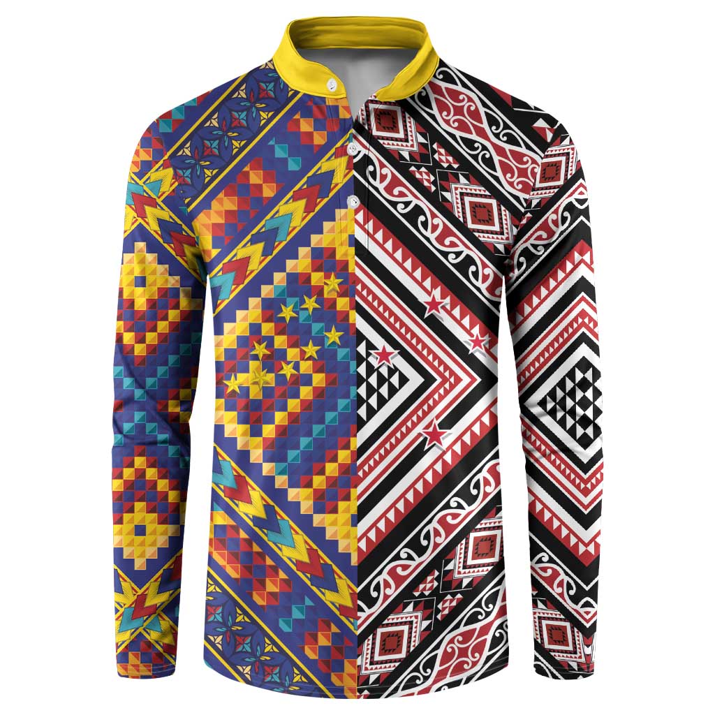 Tuvaluan and New Zealand Culture Button Sweatshirt The Art of Kolose and Taniko - Aussie Hoodie