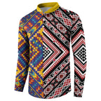 Tuvaluan and New Zealand Culture Button Sweatshirt The Art of Kolose and Taniko - Aussie Hoodie