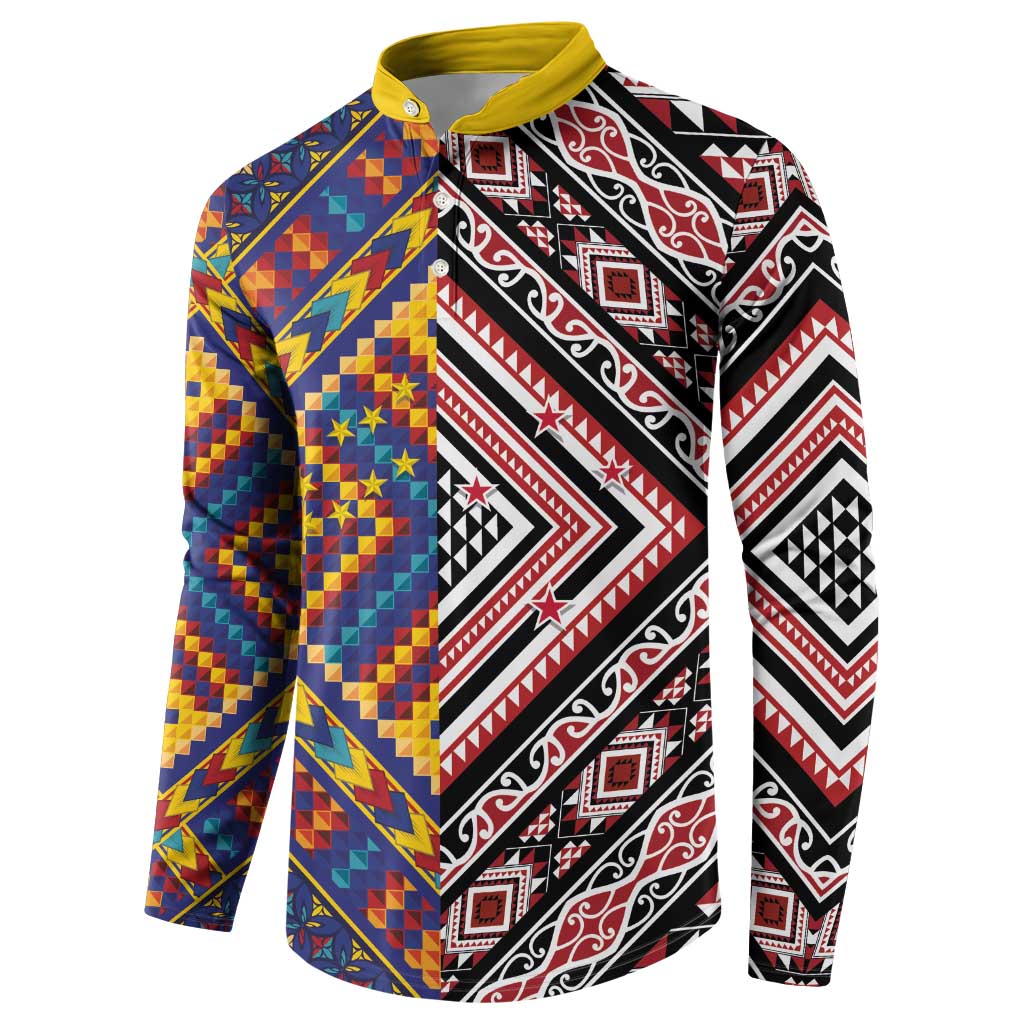 Tuvaluan and New Zealand Culture Button Sweatshirt The Art of Kolose and Taniko - Aussie Hoodie