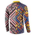 Tuvaluan and New Zealand Culture Button Sweatshirt The Art of Kolose and Taniko - Aussie Hoodie