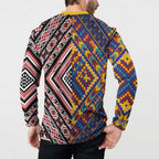 Tuvaluan and New Zealand Culture Button Sweatshirt The Art of Kolose and Taniko - Aussie Hoodie