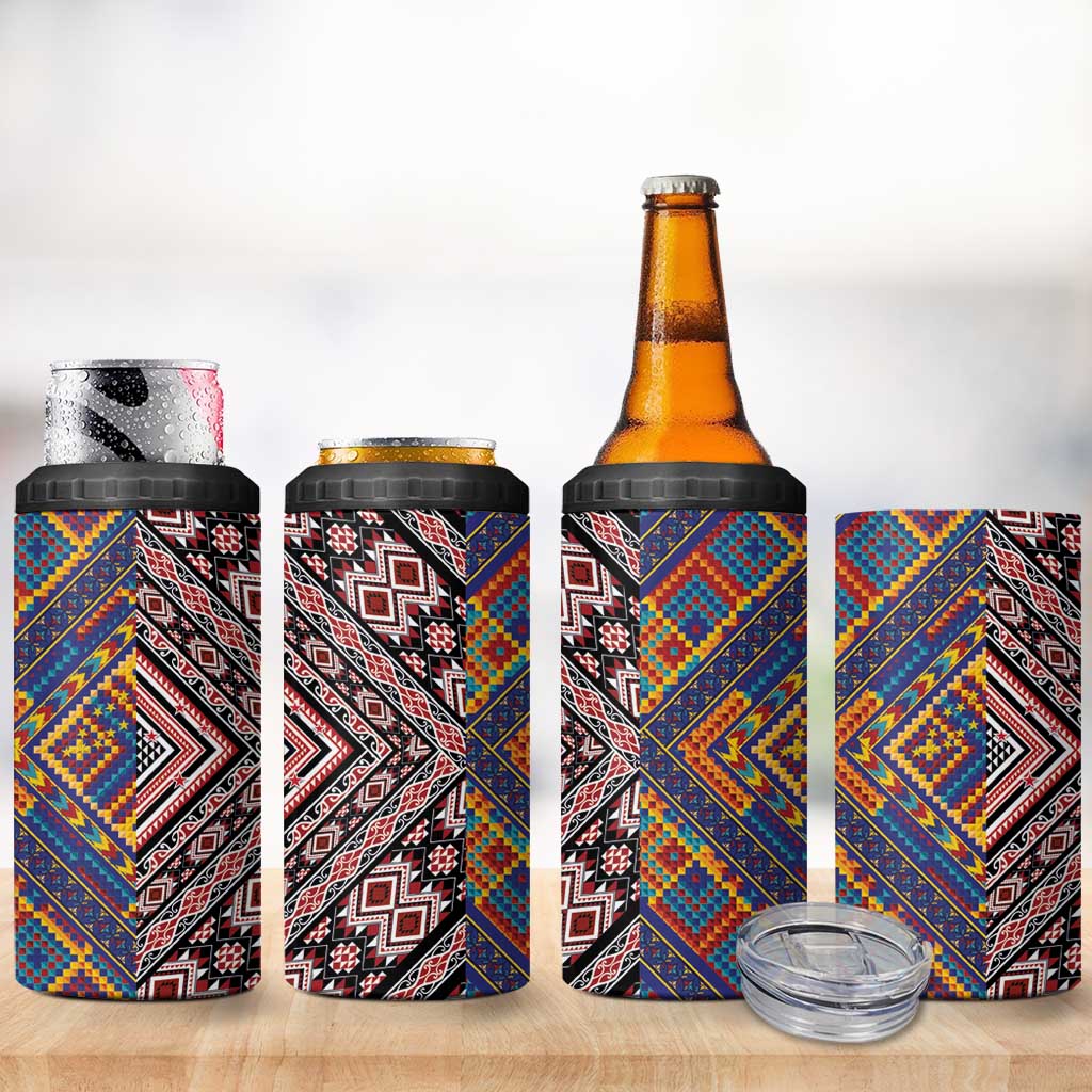 Tuvaluan and New Zealand Culture 4 in 1 Can Cooler Tumbler The Art of Kolose and Taniko - Aussie Hoodie
