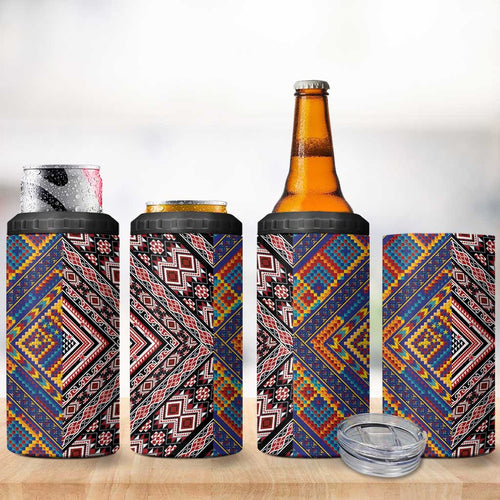 Tuvaluan and New Zealand Culture 4 in 1 Can Cooler Tumbler The Art of Kolose and Taniko - Aussie Hoodie