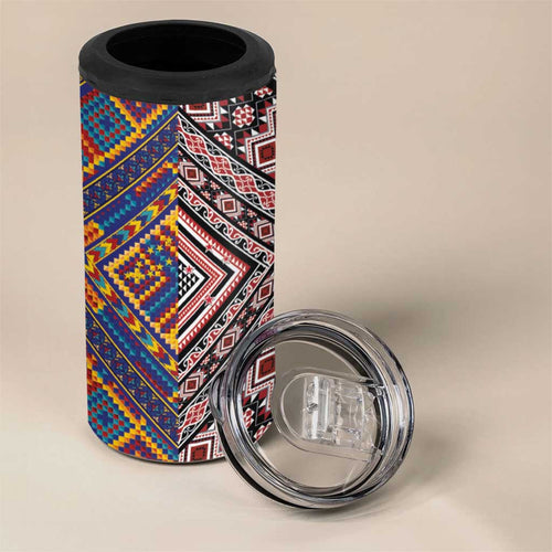 Tuvaluan and New Zealand Culture 4 in 1 Can Cooler Tumbler The Art of Kolose and Taniko - Aussie Hoodie