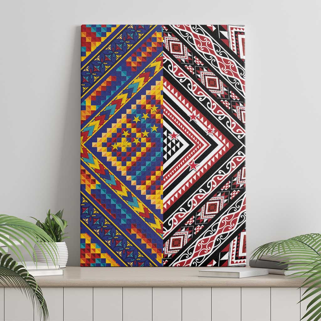 Tuvaluan and New Zealand Culture Canvas Wall Art The Art of Kolose and Taniko - Aussie Hoodie