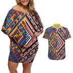 Tuvaluan and New Zealand Culture Couples Matching Off Shoulder Short Dress and Hawaiian Shirt The Art of Kolose and Taniko - Aussie Hoodie