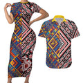 Tuvaluan and New Zealand Culture Couples Matching Short Sleeve Bodycon Dress and Hawaiian Shirt The Art of Kolose and Taniko - Aussie Hoodie