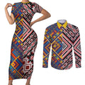 Tuvaluan and New Zealand Culture Couples Matching Short Sleeve Bodycon Dress and Long Sleeve Button Shirt The Art of Kolose and Taniko - Aussie Hoodie