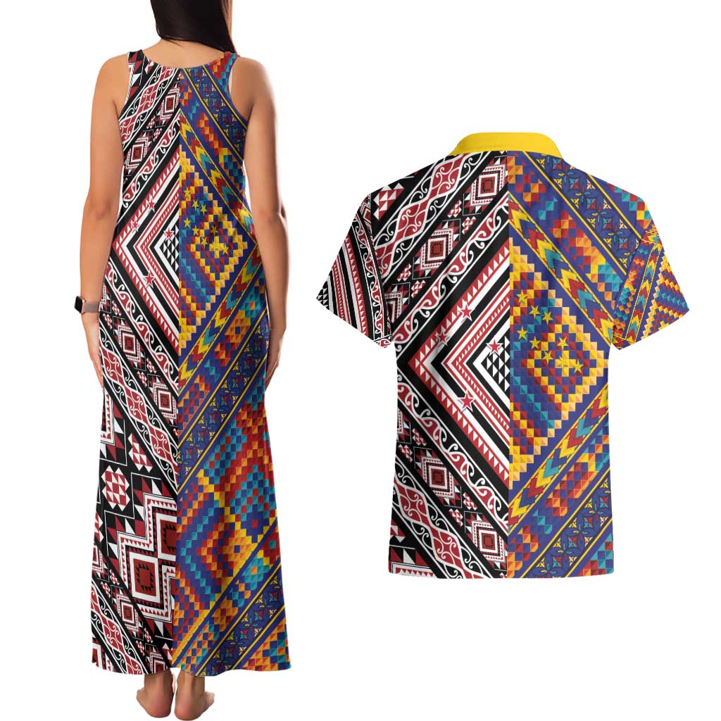 Tuvaluan and New Zealand Culture Couples Matching Tank Maxi Dress and Hawaiian Shirt The Art of Kolose and Taniko - Aussie Hoodie