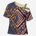 Tuvaluan and New Zealand Culture Cross Shoulder Shirt The Art of Kolose and Taniko - Aussie Hoodie