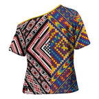 Tuvaluan and New Zealand Culture Cross Shoulder Shirt The Art of Kolose and Taniko - Aussie Hoodie