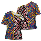 Tuvaluan and New Zealand Culture Cross Shoulder Shirt The Art of Kolose and Taniko - Aussie Hoodie