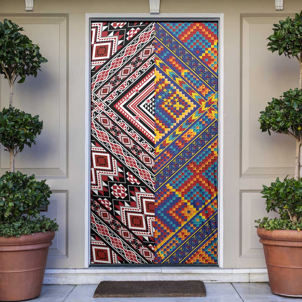 Tuvaluan and New Zealand Culture Door Cover The Art of Kolose and Taniko - Aussie Hoodie