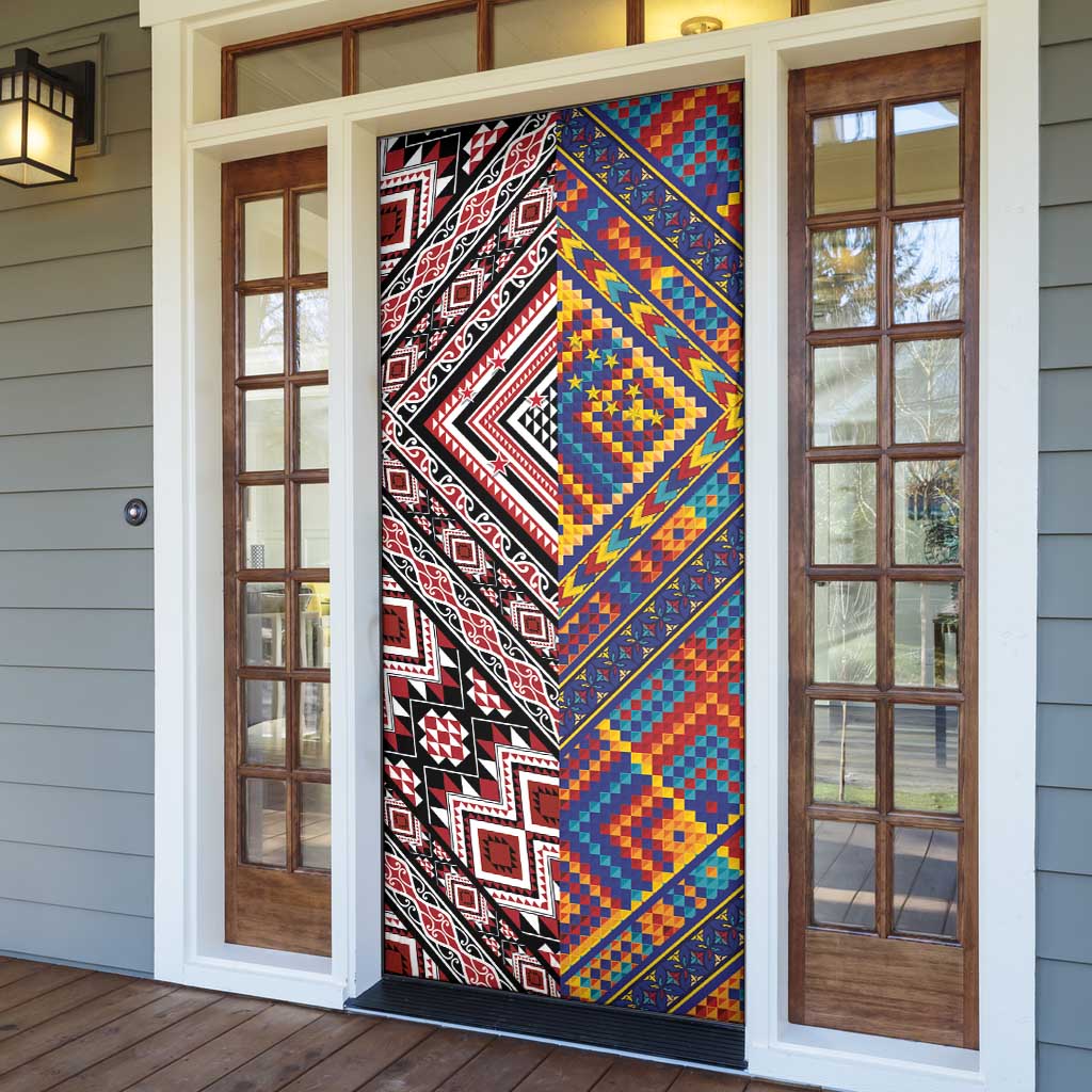 Tuvaluan and New Zealand Culture Door Cover The Art of Kolose and Taniko - Aussie Hoodie