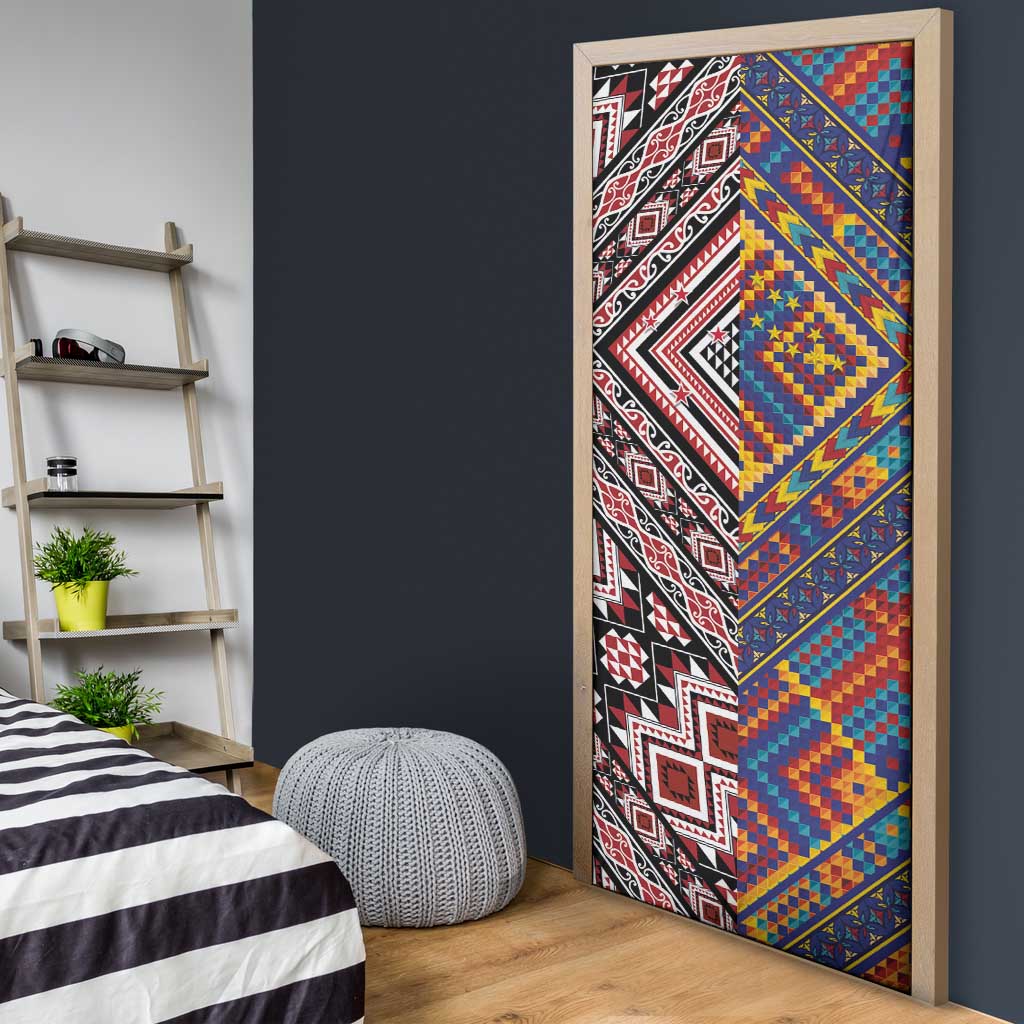 Tuvaluan and New Zealand Culture Door Cover The Art of Kolose and Taniko - Aussie Hoodie