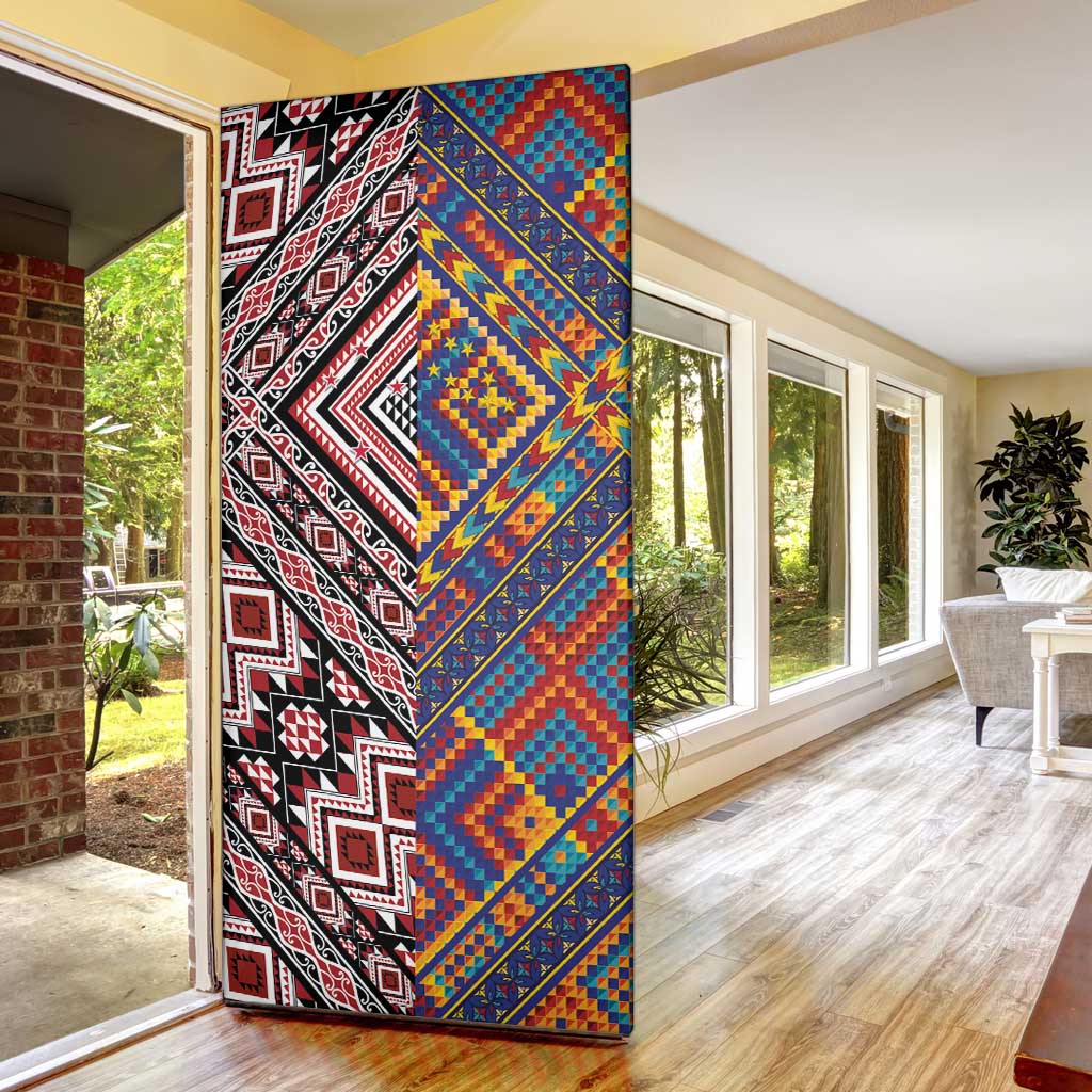 Tuvaluan and New Zealand Culture Door Cover The Art of Kolose and Taniko - Aussie Hoodie