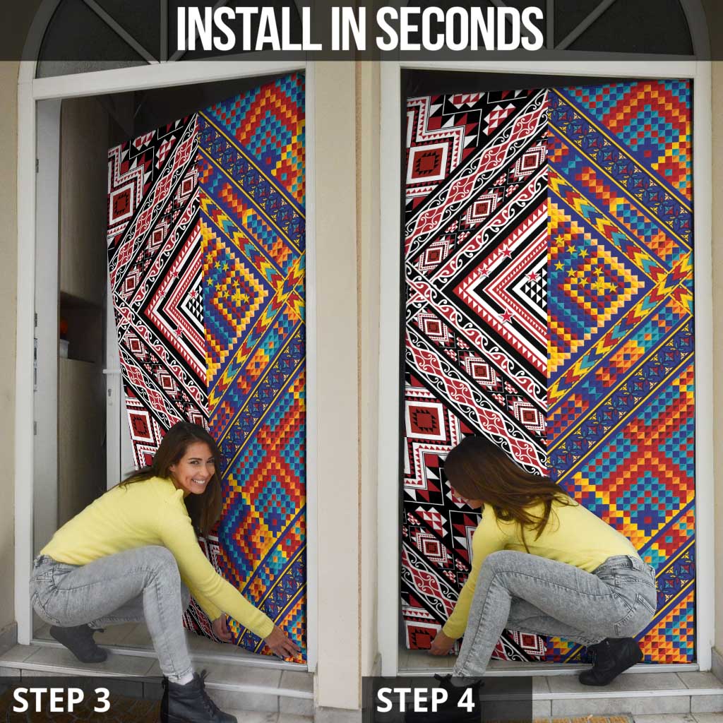 Tuvaluan and New Zealand Culture Door Cover The Art of Kolose and Taniko - Aussie Hoodie