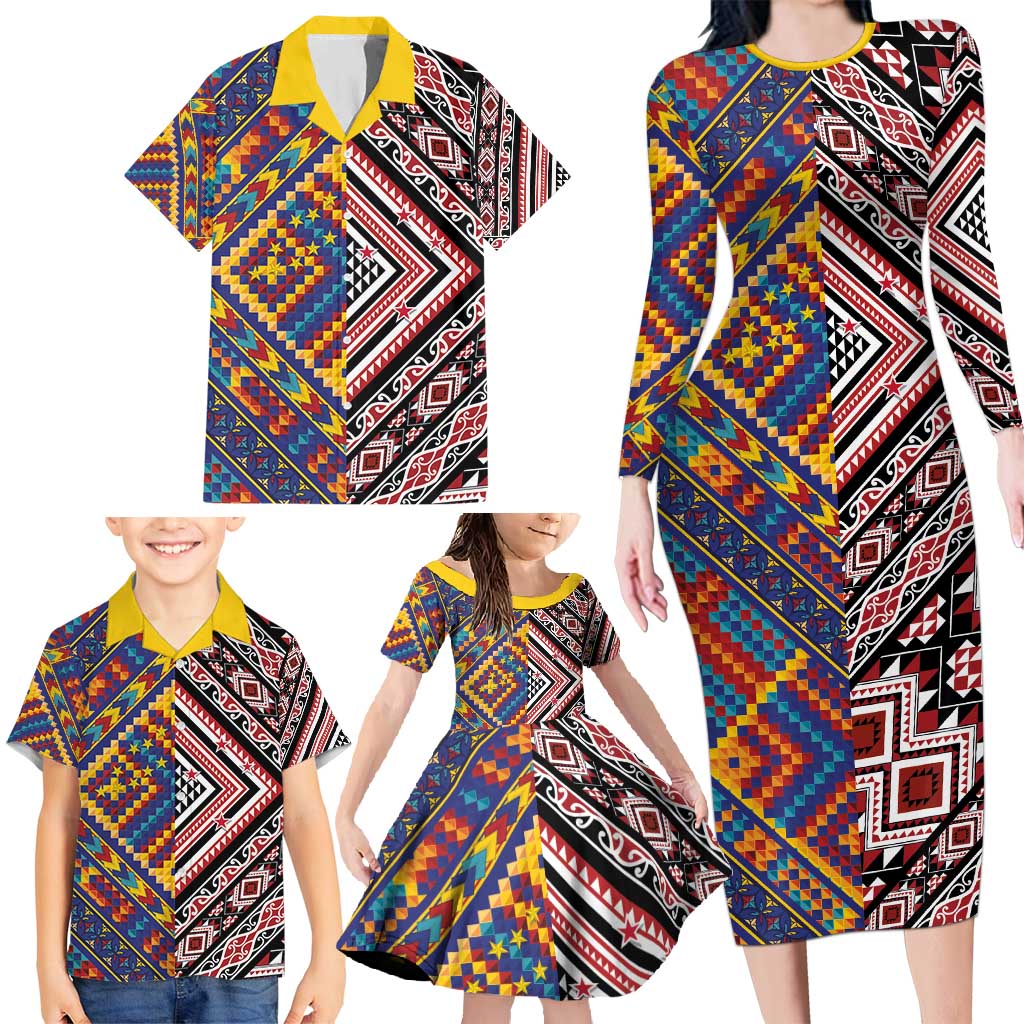 Tuvaluan and New Zealand Culture Family Matching Long Sleeve Bodycon Dress and Hawaiian Shirt The Art of Kolose and Taniko - Aussie Hoodie